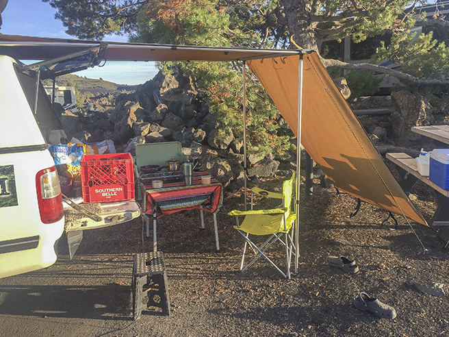 Our camp set-up at Craters of the Moon National Monument.
