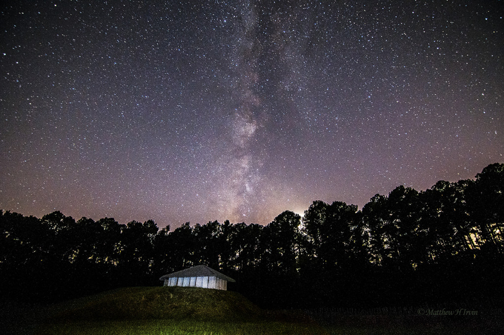 The core of the Milky Way over the lodge at Town Creek Indian Mound